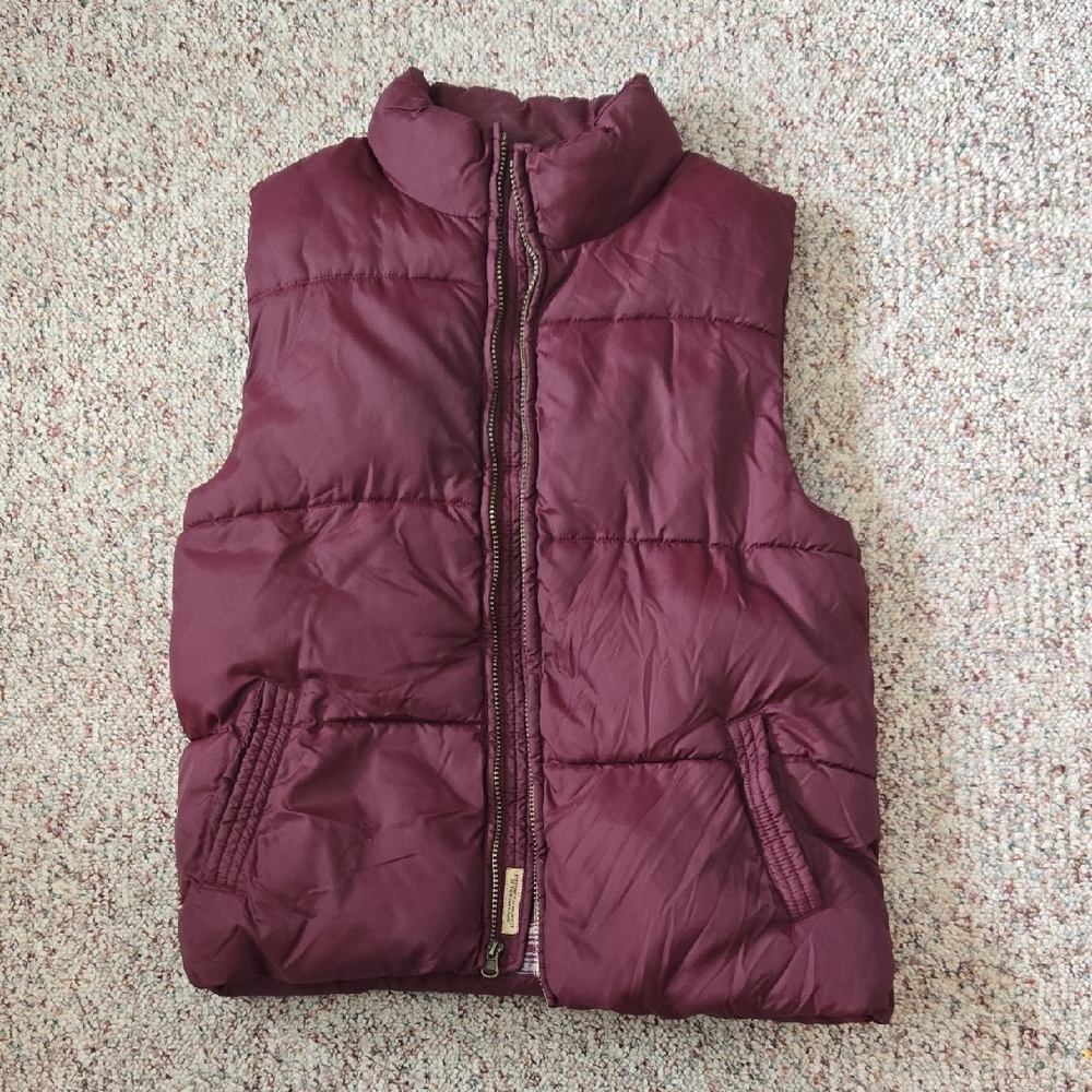 Ruff Hewn Burgundy and Navy Plaid Vest
